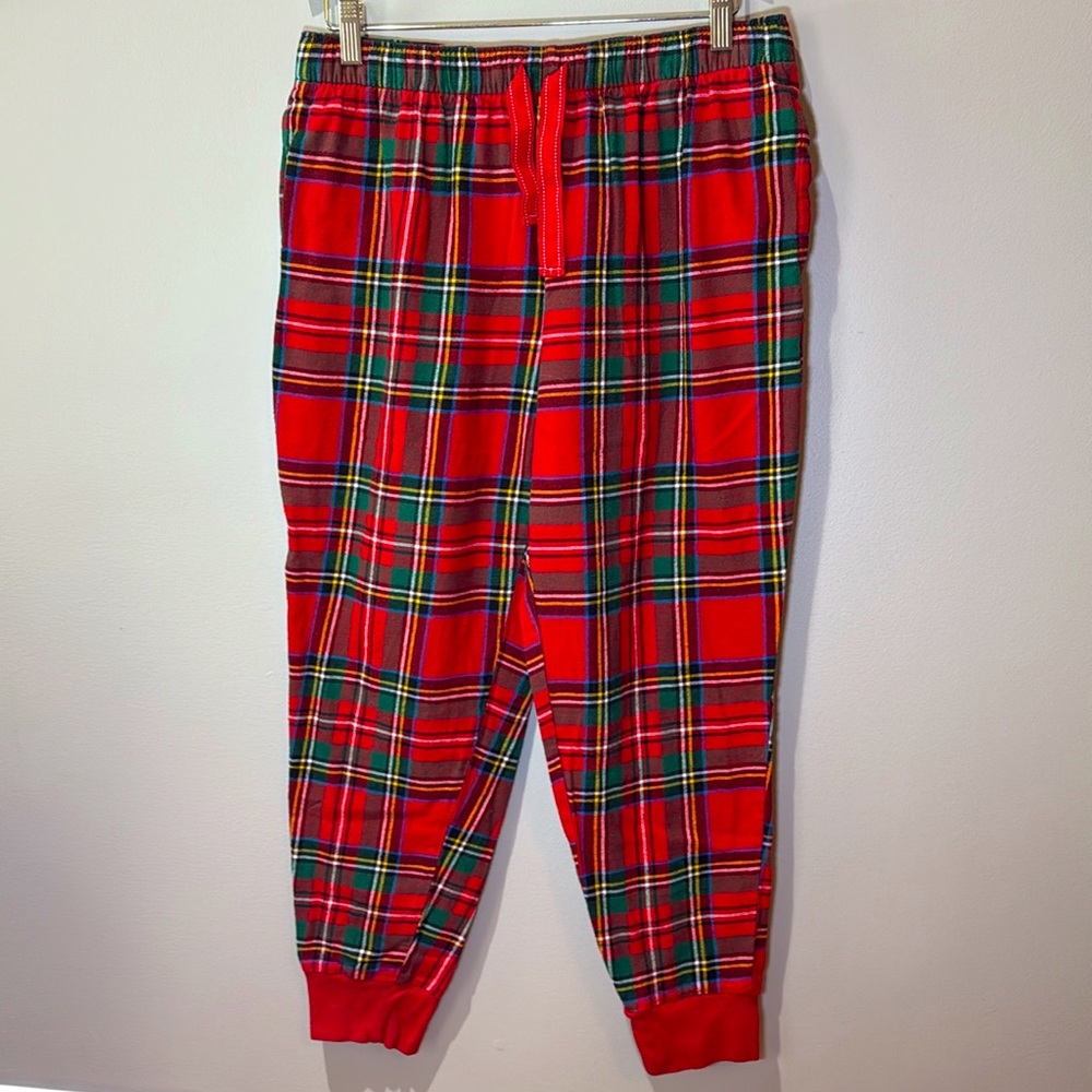 Old Navy Heartthrob Red Tartan Plaid Flannel Jogger Pants Ladies Medium